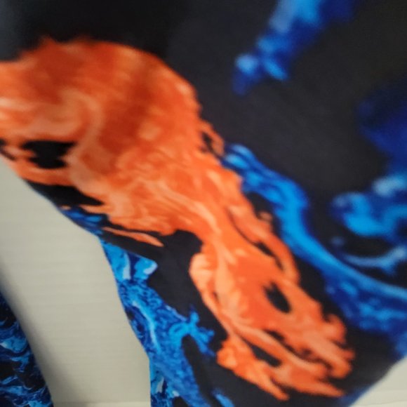 LuLaRoe Tall & Curvy TC Legging Blue Black Orange Mystical Mythical Dragon Lion - Picture 9 of 13